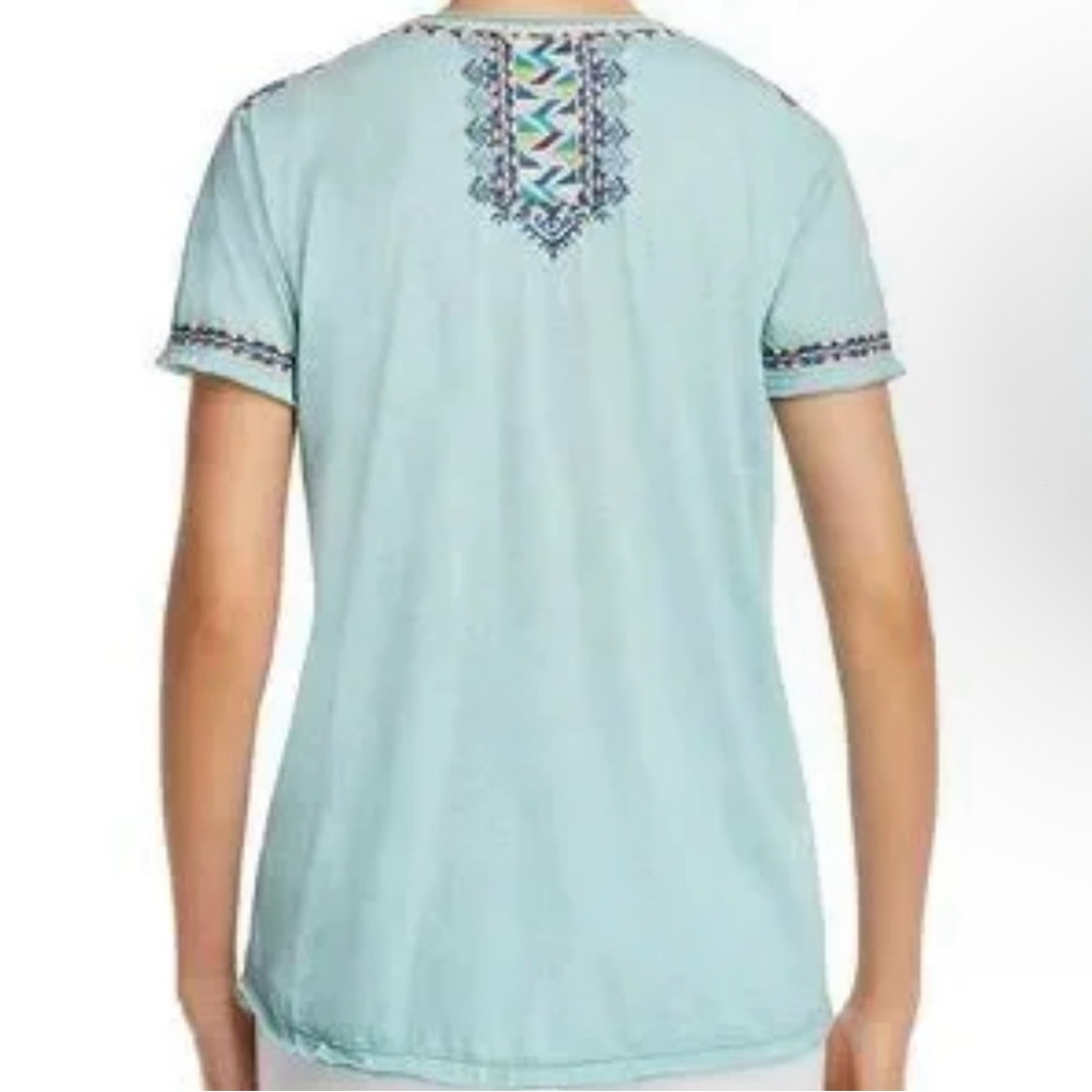 Johnny Was Amaris Everyday Embroidered Short-Sleeve Tee, Light Blue, size XL - Picture 2 of 12